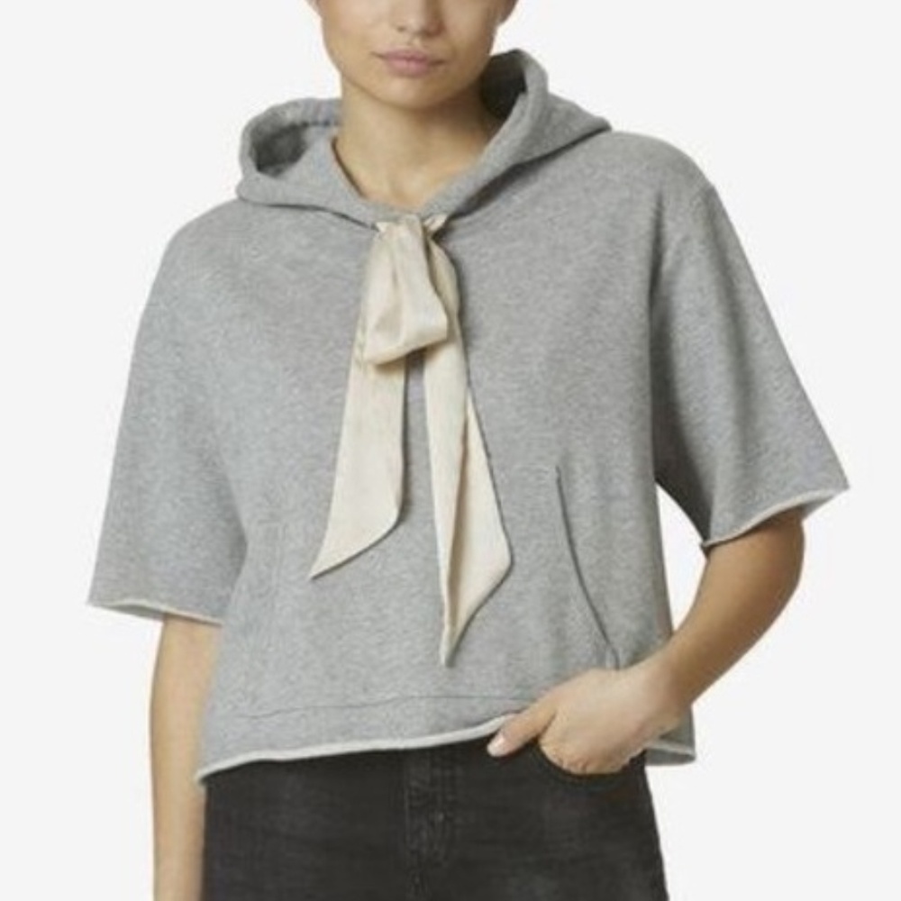 Cotton Sport Hoodie Flare Crop Tie Avec Les Filles